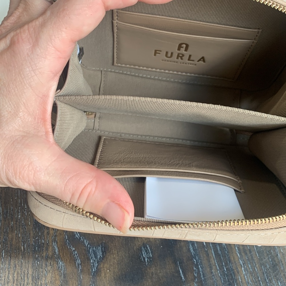 Furla Camelia Greige Suede Mini Crossbody New With Tags - Picture 7 of 10